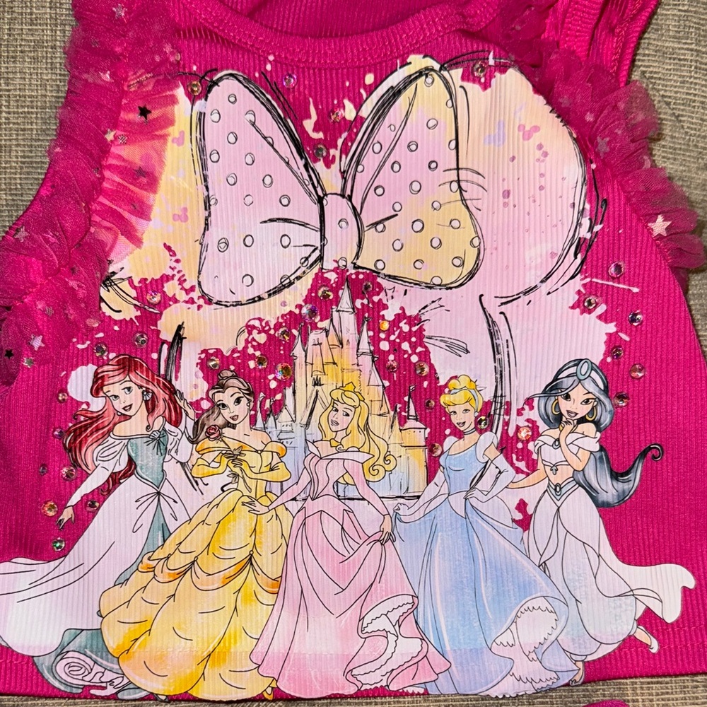 Frozen and Princess Kids Top and Skirt sets - Blue and Pink - Picture 3 of 7